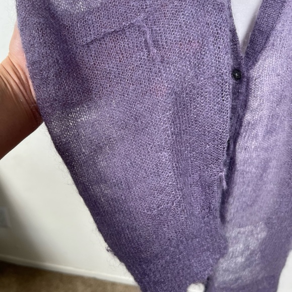 J Jill  Large Sweater Cardigan Mohair Nylon Wool Violet - Picture 12 of 12